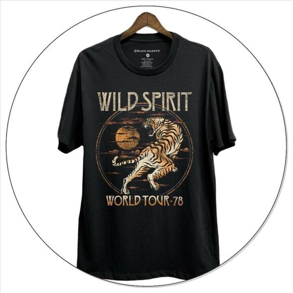57. Black Rock n Roll Tiger Wild Spirit Short Sleeve Graphic Tee - Picture 5 of 7